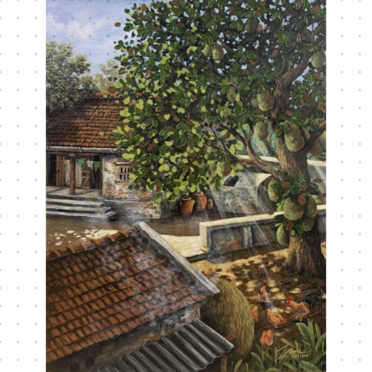 Tranh Đồng Quê Bình Yên No.3 Kích Thước 60x80cm Chất Liệu Acrylic 