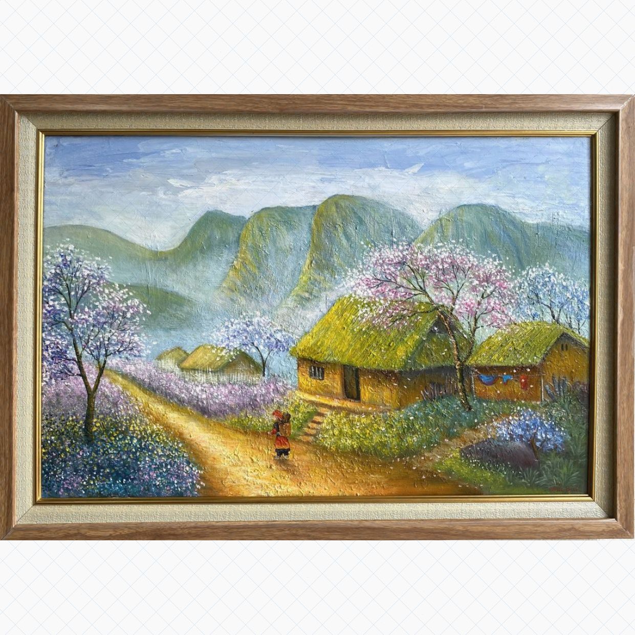 Tranh Vùng Cao Mùa Xuân Acrylic 40x60cm Tác Phẩm Độc Quyền 