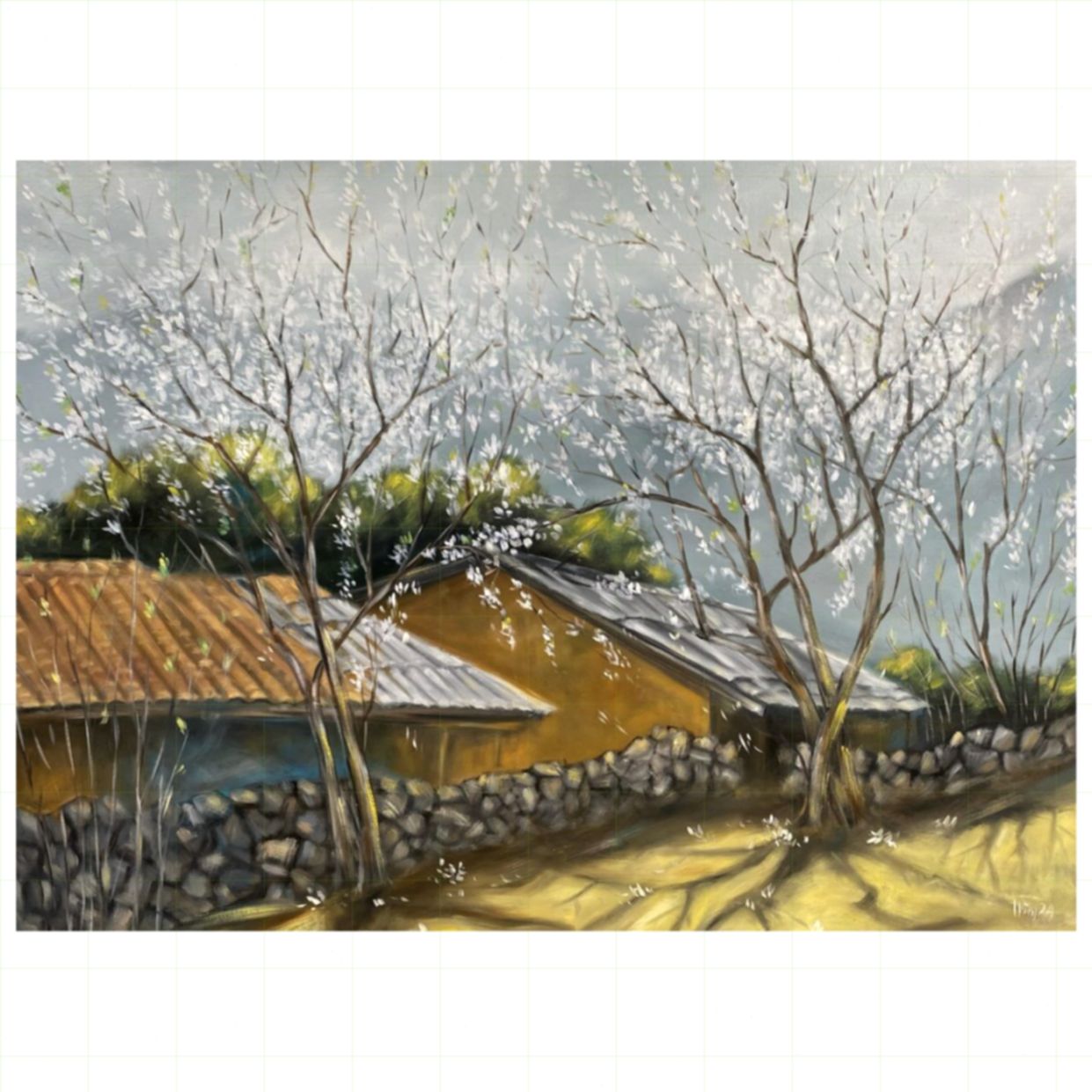 Tranh Sơn Dầu Sớm Xuân 80x110cm độc bản chất lượng cao 