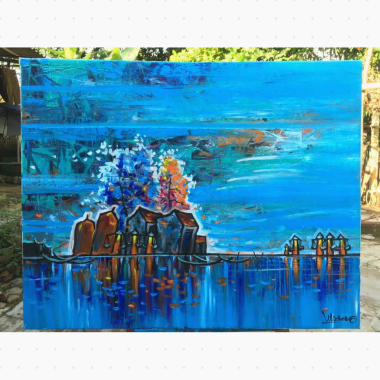 Tranh Đồng Quê Quang Gánh Mẹ Acrylic 80x100 Độc Quyền 