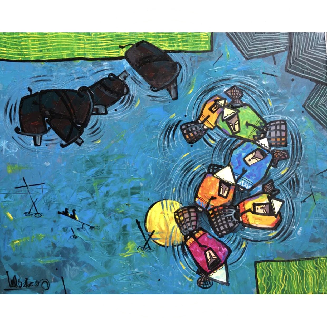 Tranh Phong Cảnh Đồng Quê Đuổi Bắt Vầng Trăng Tinh Tế - Acrylic 80x100cm 
