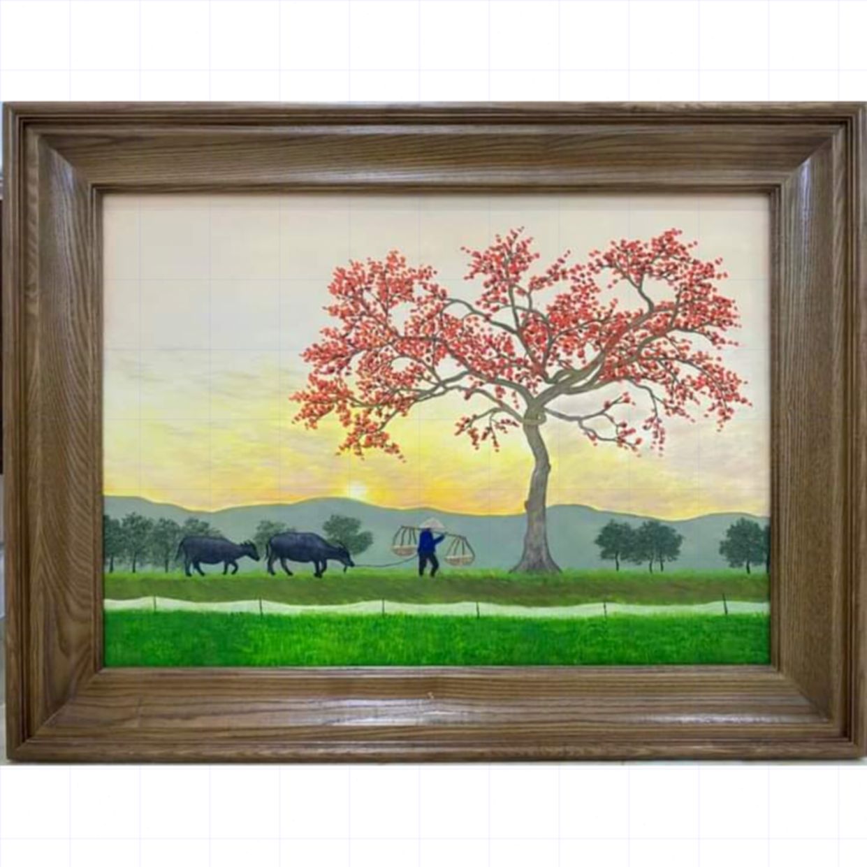 Tranh Sơn Dầu Đồng Quê Dáng Mẹ 50x70cm Độc Bản Tác Quyền 