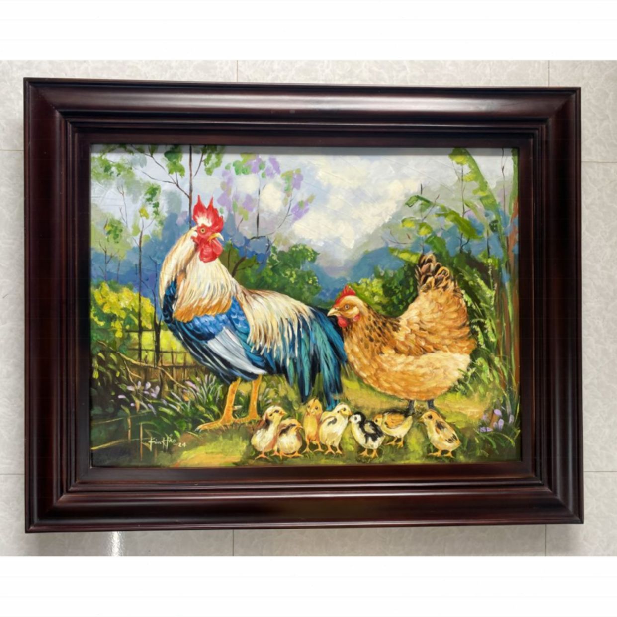 Tranh Đồng Quê Tổ ấm 60x80 Acrylic Sáng Tác 2024 Độc Bản 