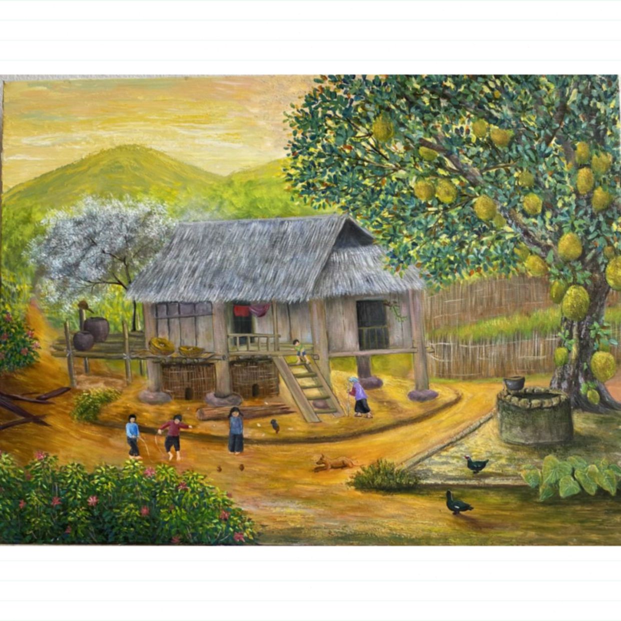 Tranh Phong Cảnh Vùng Quê Acrylic 60x80cm Độc Bản 