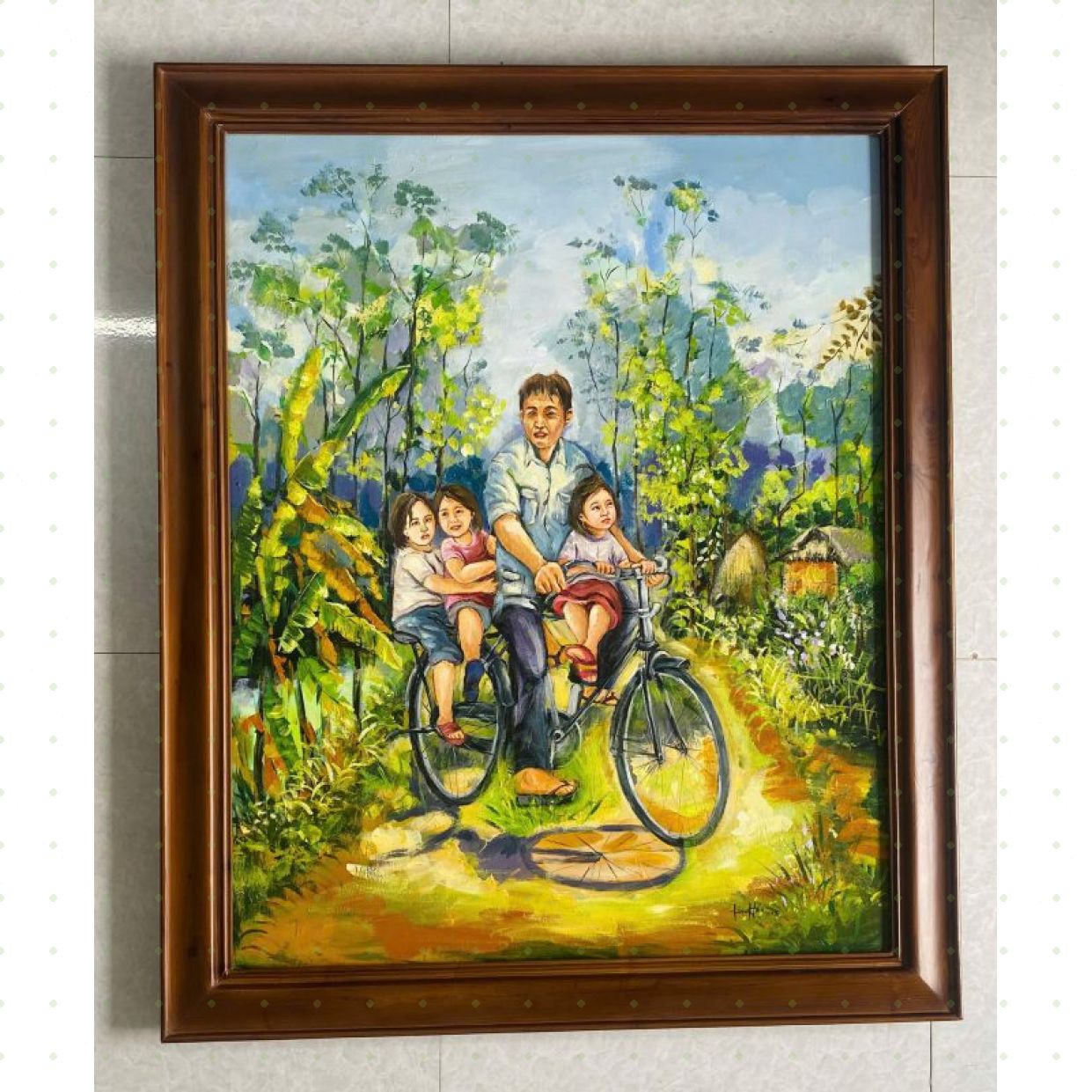 Tranh phong cảnh đường về 80x100 acrylic độc bản sưu tầm nghệ thuật 