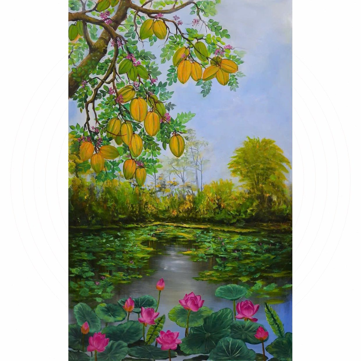 Tranh Phong Cảnh Đồng Quê Vị Quê Acrylic Độc Bản 70x110cm 