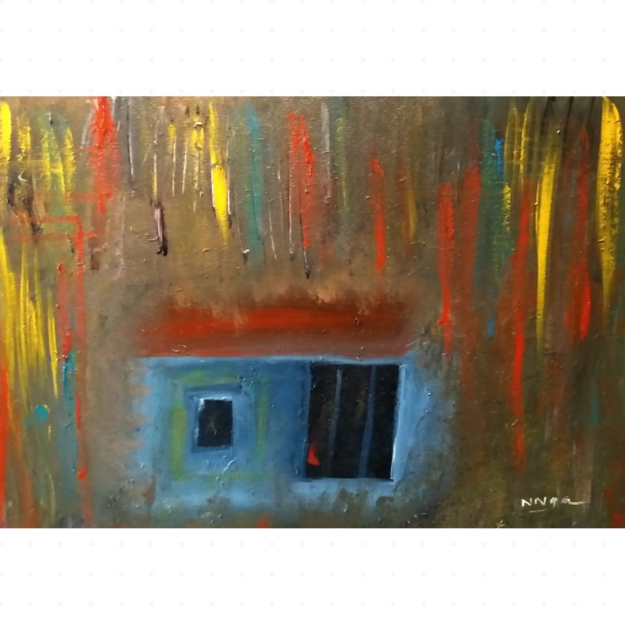 Tranh Sơn Dầu Phố Cổ Hà Nội Nhà Cũ 80x65cm Sang Trọng 
