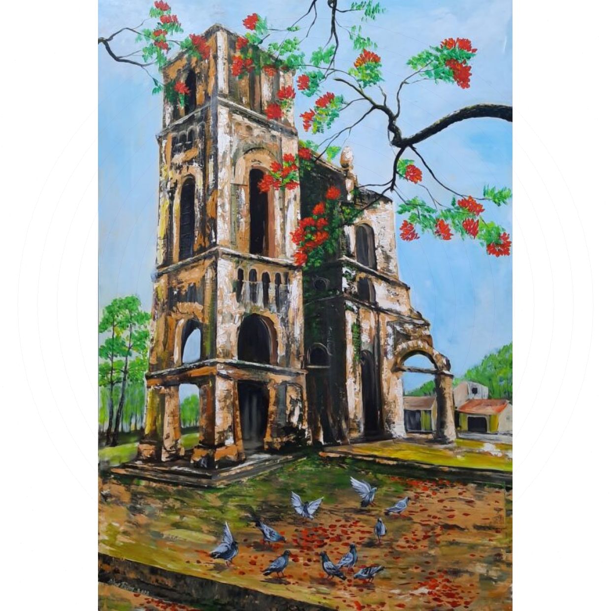 Tranh Phong Cảnh Bình Yên - Acrylic 125x85cm Độc Bản Sang Trọng 