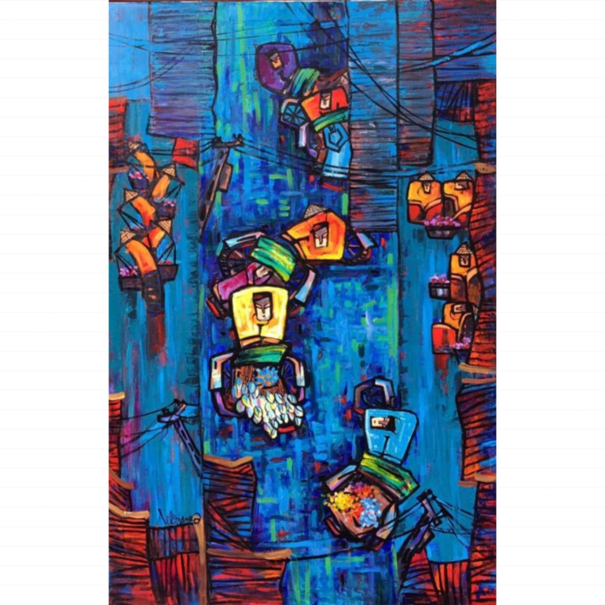 Tranh Phố Cổ Acrylic 100x150cm độc bản sang trọng tranh họa sĩ 