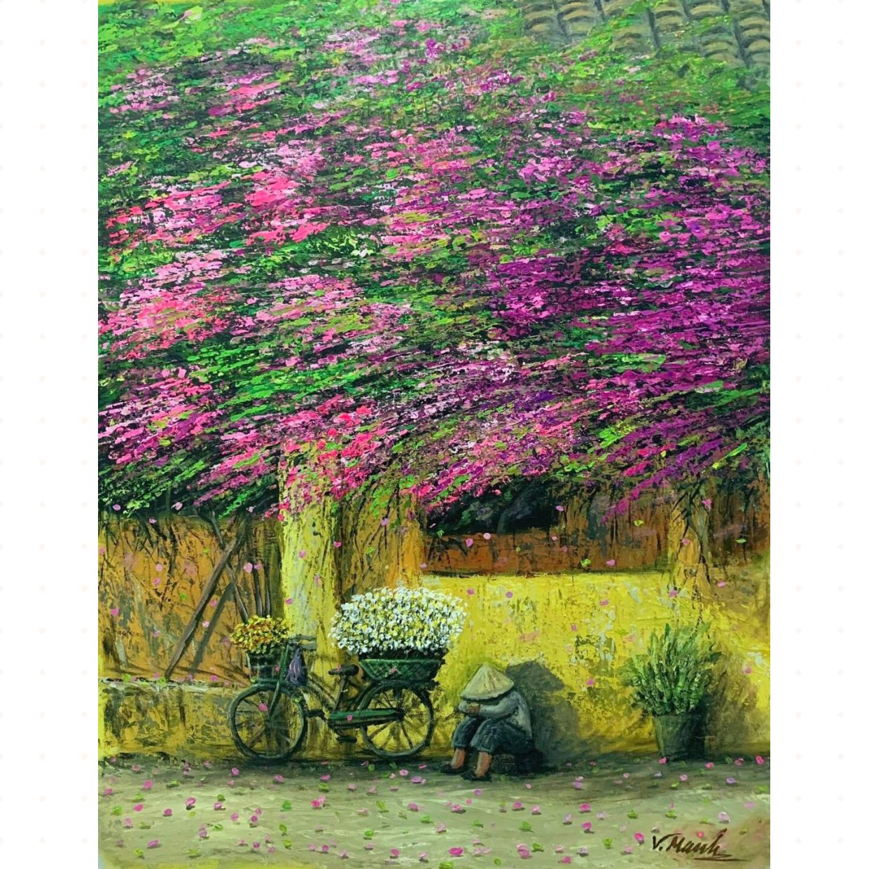 Tranh Sơn Dầu Ngõ Nhỏ, Phố Nhỏ Góc Nắng 2 - Độc Bản, 60x80cm 