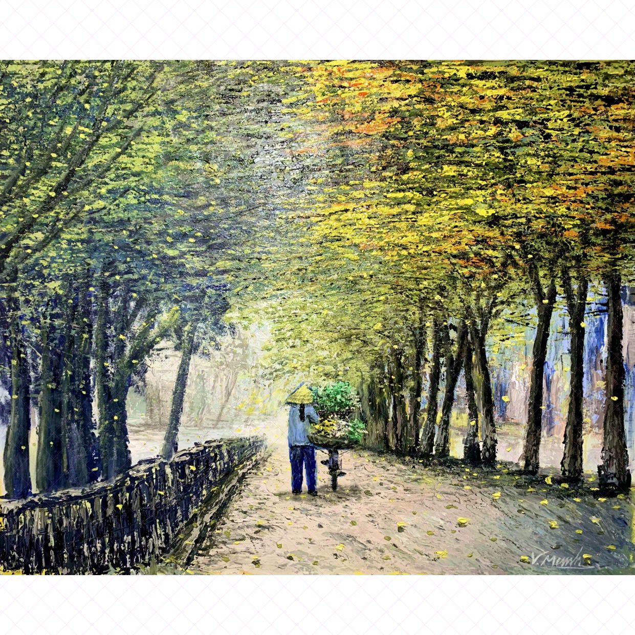 Tranh Sơn Dầu Thu Đẹp 95x75cm Độc Bản Có Giấy Phép Họa Sĩ 