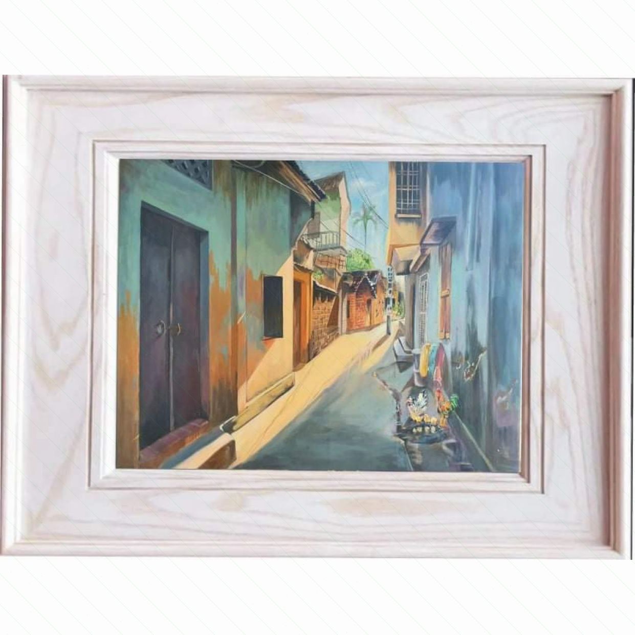 Tranh Sơn Dầu Ngõ Vắng 100x100cm độc bản có giấy chứng nhận 