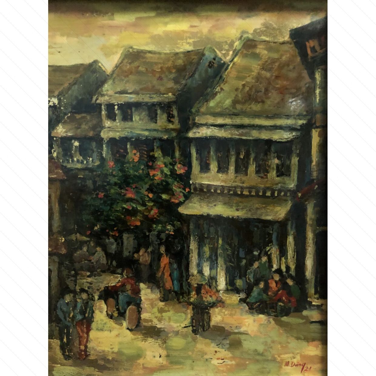 Tranh Sơn Mài Hà Nội Ngõ Nhỏ Siêu Đẹp 45x60cm Độc Bản Chính Hãng 