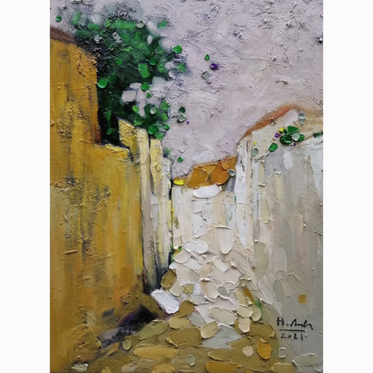 Tranh Sơn Dầu Ngõ Nhỏ Độc Bản 80x60cm Chất Lượng Cao 