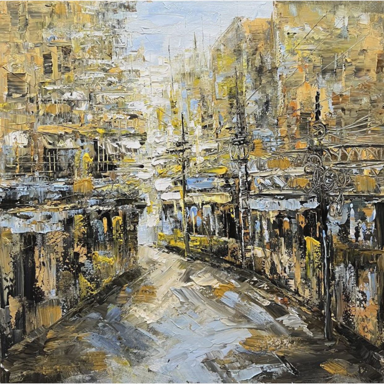 Tranh Phong Cảnh Phố trong tôi acrylic 60x80cm độc bản sang trọng 