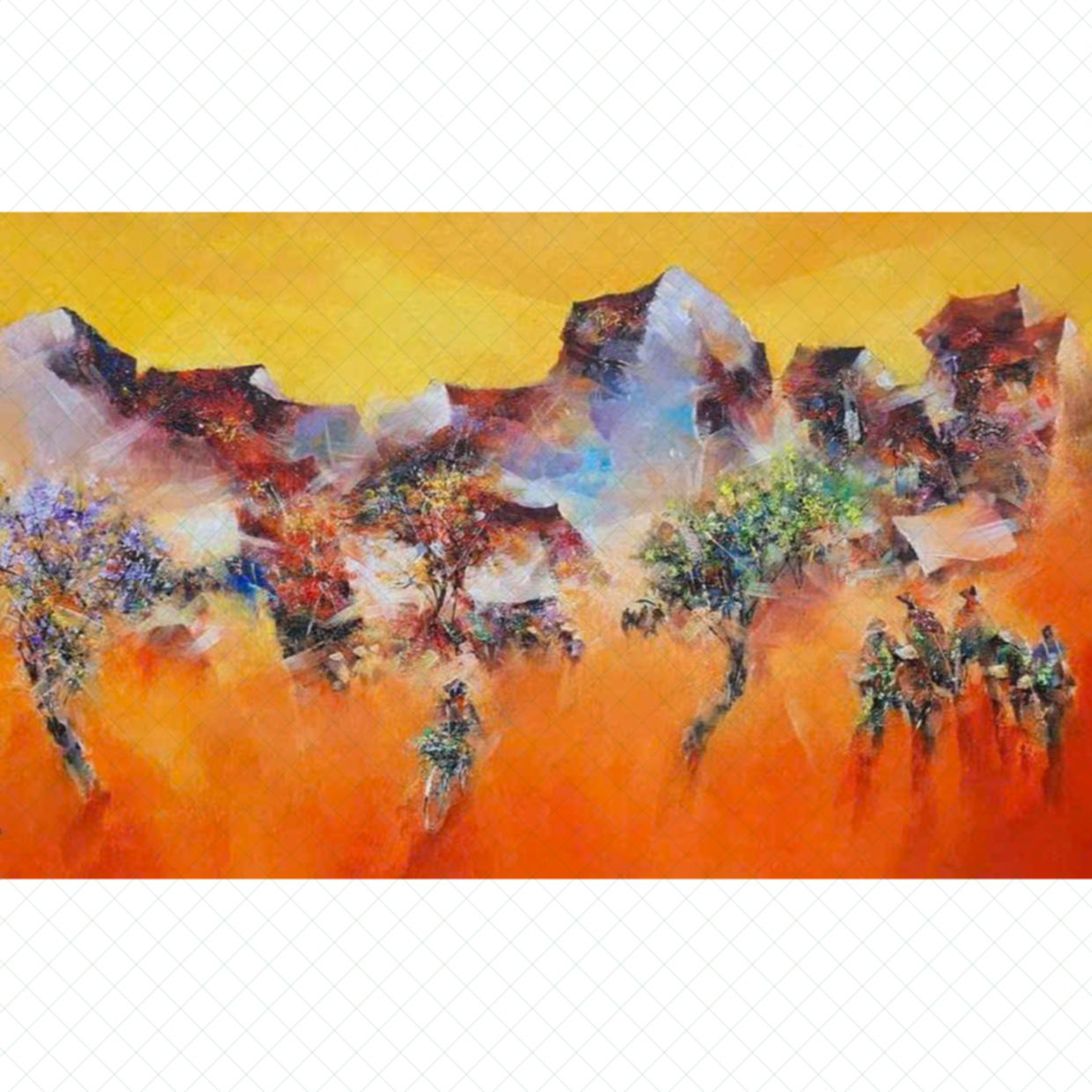 Tranh Phố Cổ Ngõ Xưa Acrylic 80x150cm Tác Giả Độc Bản 