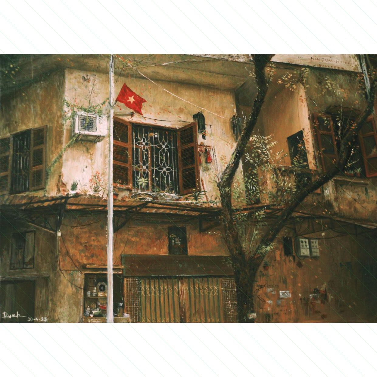 Tranh Sơn Dầu Hà Nội Phố 09 - Độc Bản, Sắc Nét, Giá Tốt 
