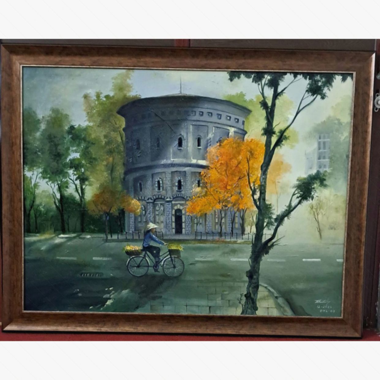 Tranh Phố Cổ Lộc Vừng Thay Lá Sơn Dầu Kích Thước 90x120cm 