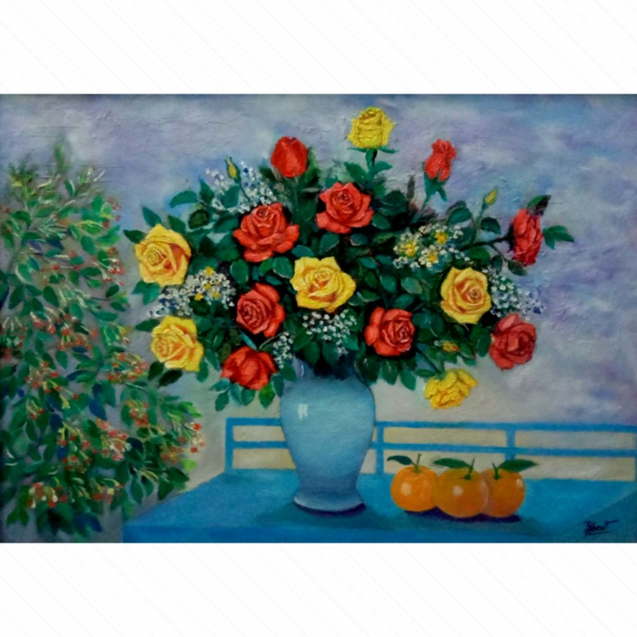 Tranh Quốc Hiên Ngày Gió Nhẹ Sơn Dầu Cao Cấp 50x70cm 