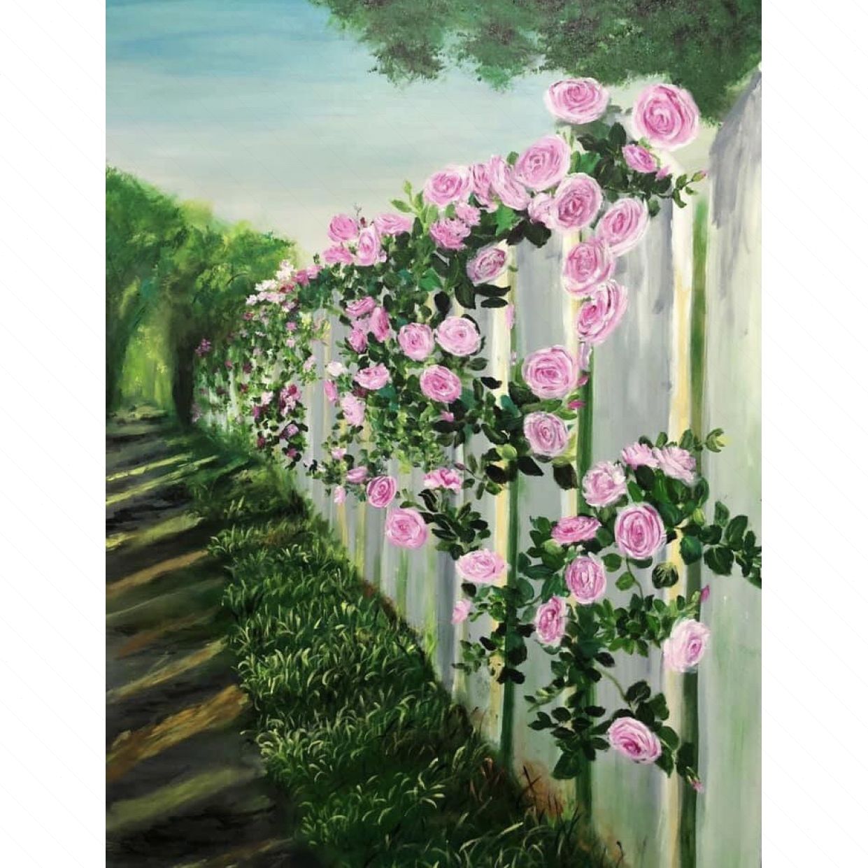 Tranh Hoa Bên Bờ Dậu 60x80 cm chất liệu acrylic canvas độc bản 