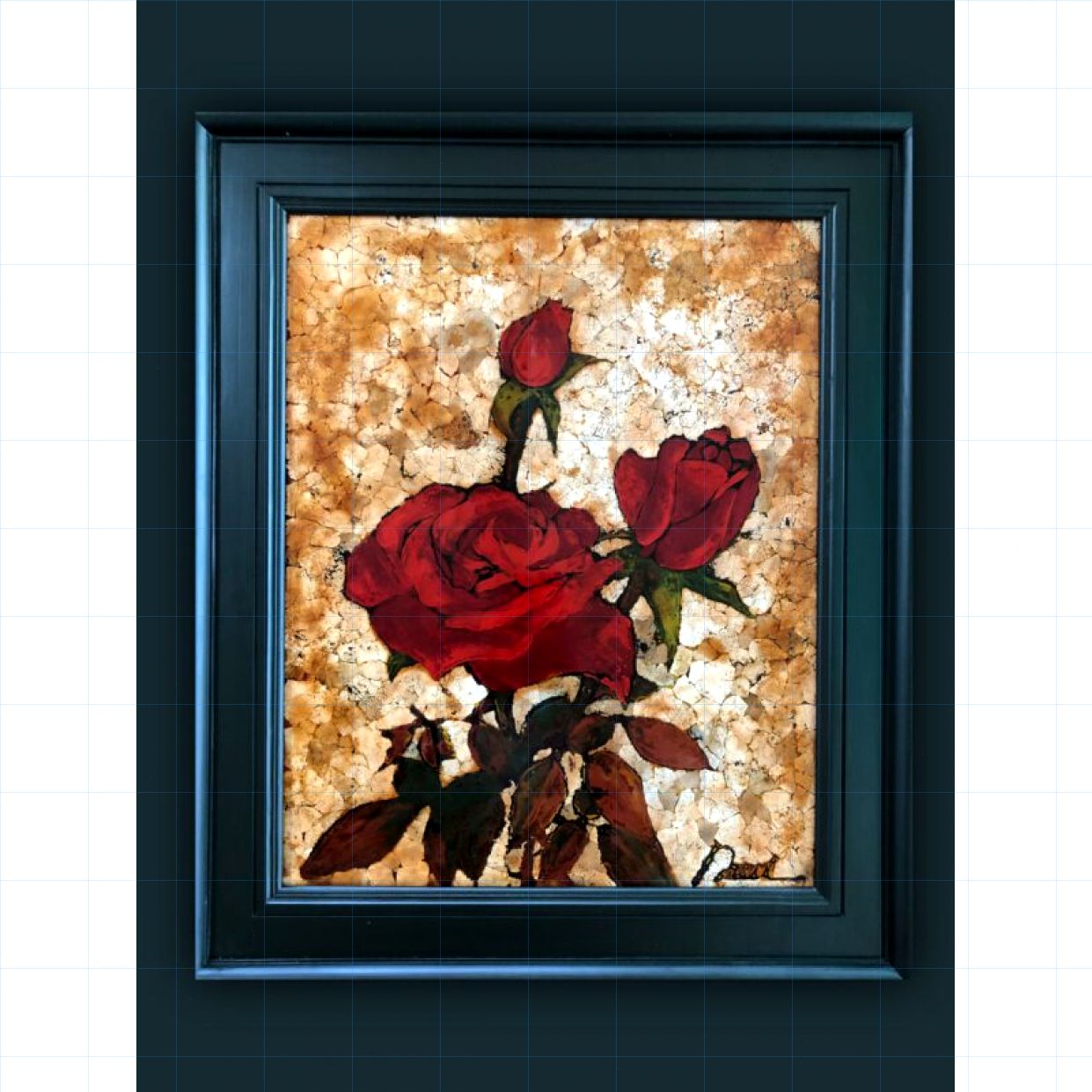 Tranh Hoa Hồng Sơn Mài Độc Bản 40x50cm Tác Quyền 