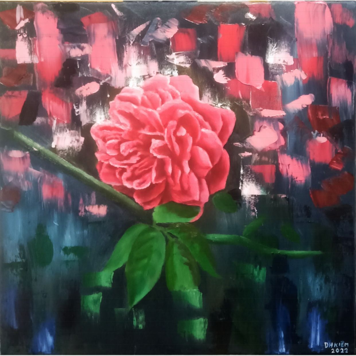 Tranh Sơn Dầu Hoa Hồng 40x40cm Độc Bản Có Giấy Phép 