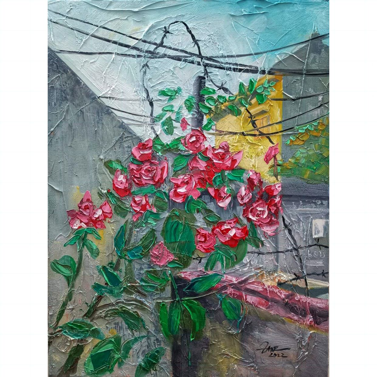 Tranh Sơn Dầu Tường Hồng 60x80cm Độc Bản Có Giấy Phép 
