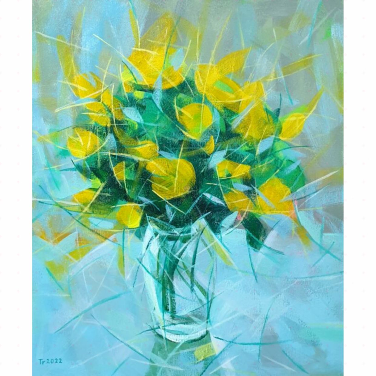 Tranh Hoa Hồng Acrylic 50x60cm Độc Bản Tác Quyền Gỗ 