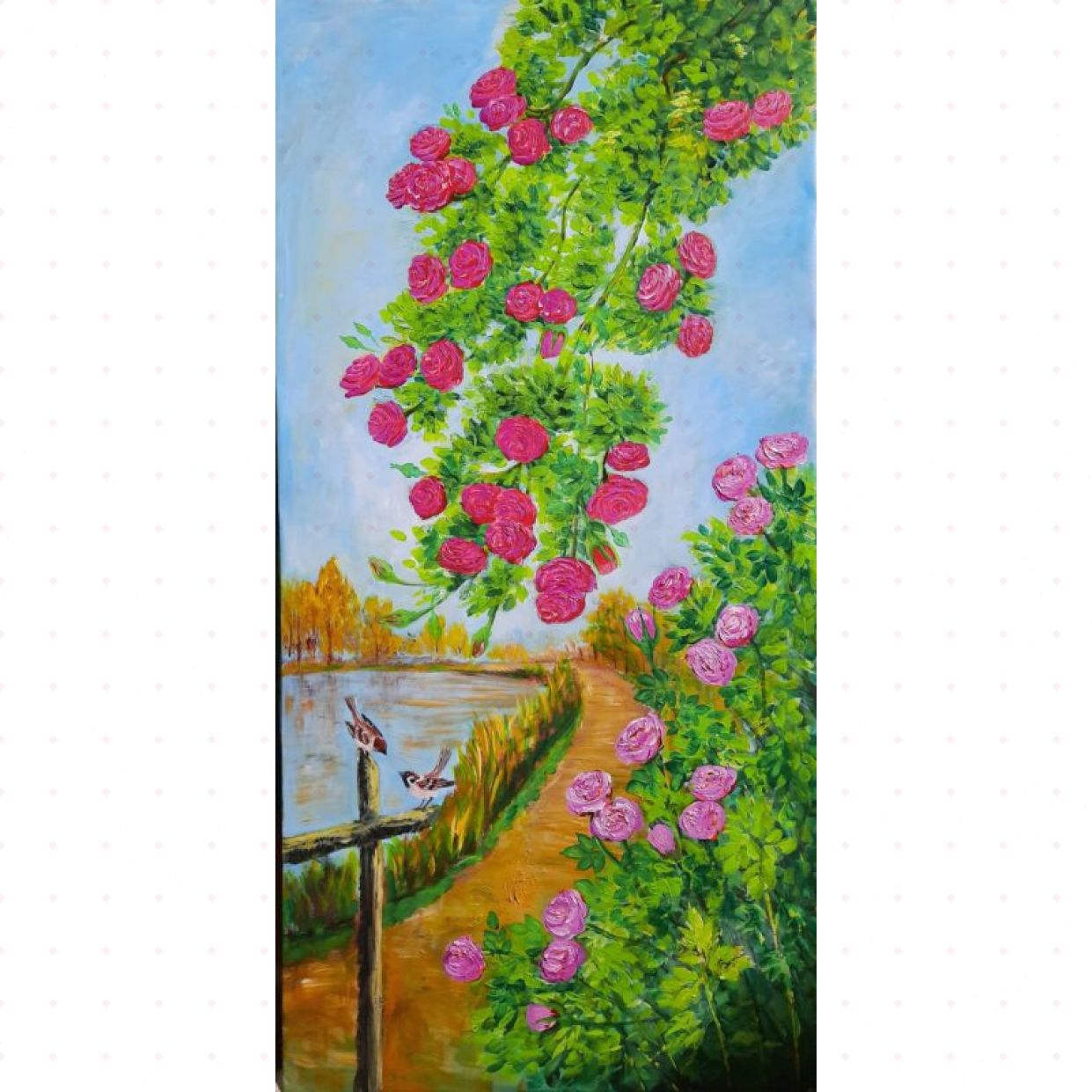 Tranh Hoa Hồng Hẹn Hò Acrylic 60x90cm Tác Phẩm Độc Bản 2023 