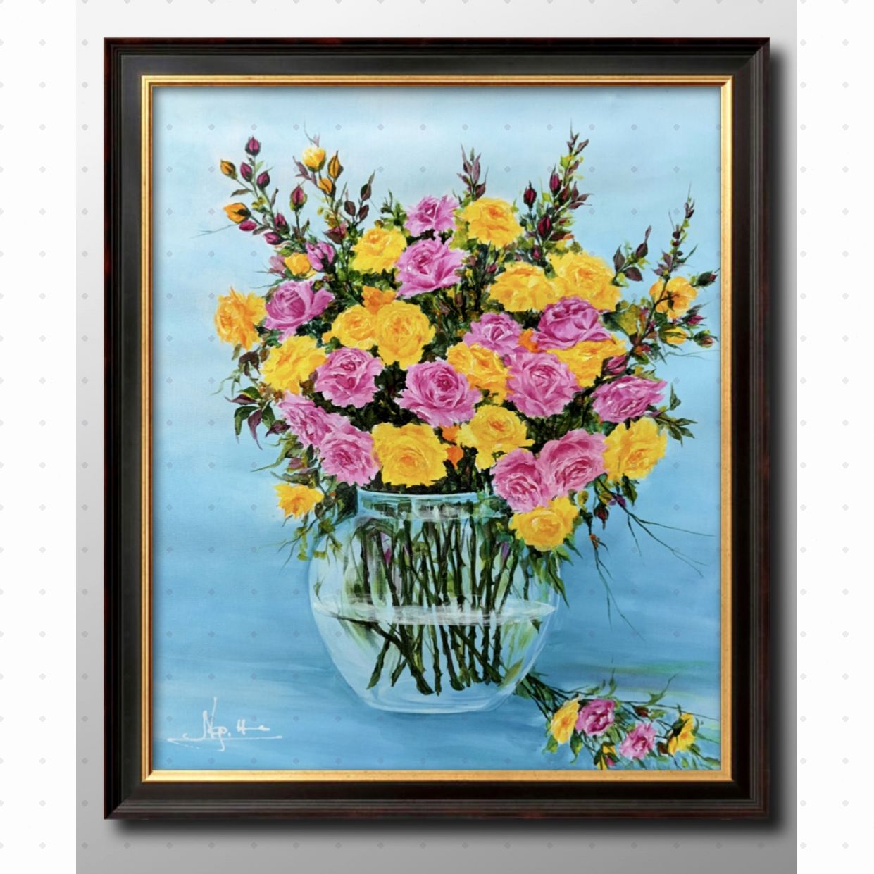 Tranh Hoa Hồng Tỉ Muội Acrylic 60x50cm Sang Trọng Độc Đáo 