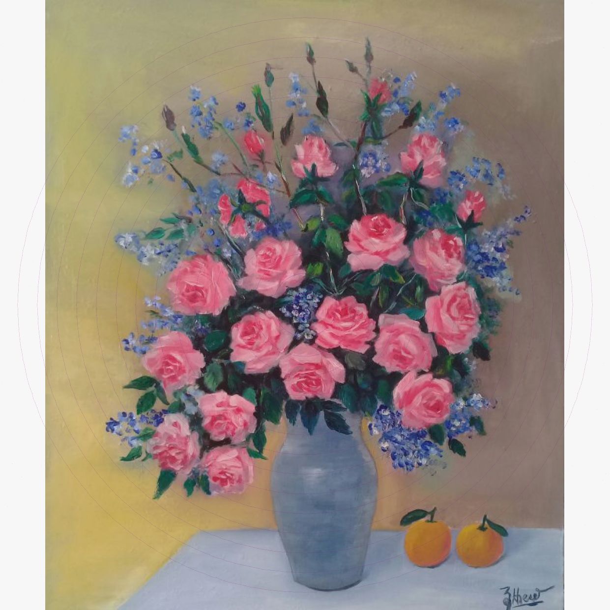 Tranh Sơn Dầu Quốc Hiên - Tĩnh Vật Đầu Xuân 50x60cm Độc Đáo 