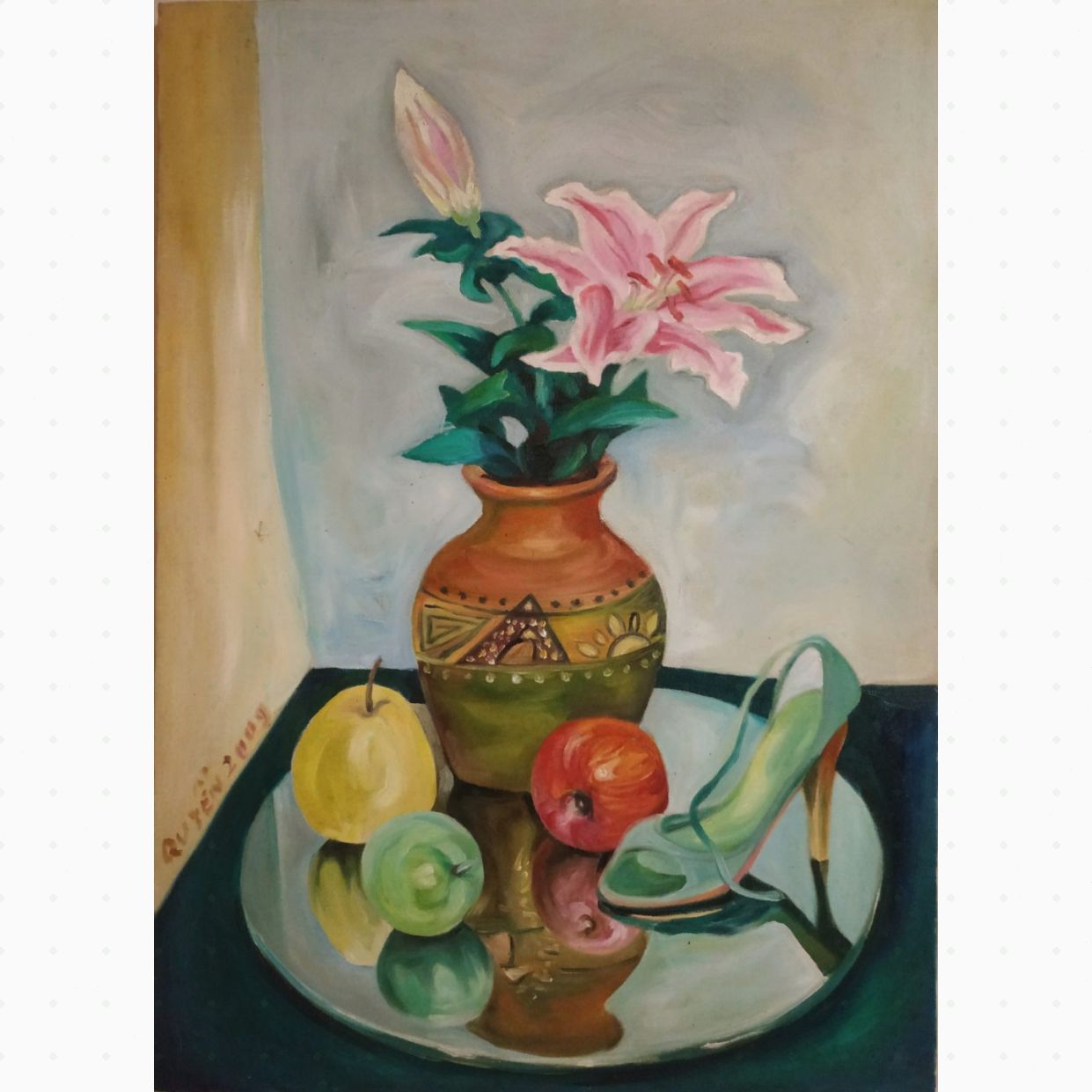 Huy Quyển Tranh Tĩnh Vật Sơn Dầu 50x70cm Nghệ Thuật Độc Đáo 