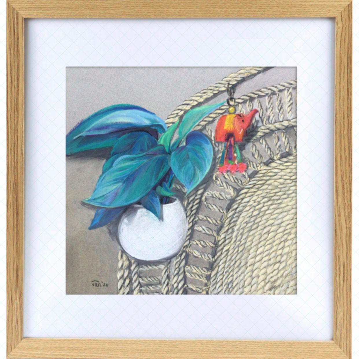 Tranh Hoa Tĩnh Vật Phấn Tiên 28x28cm Độc Bản Có Giấy Phép 