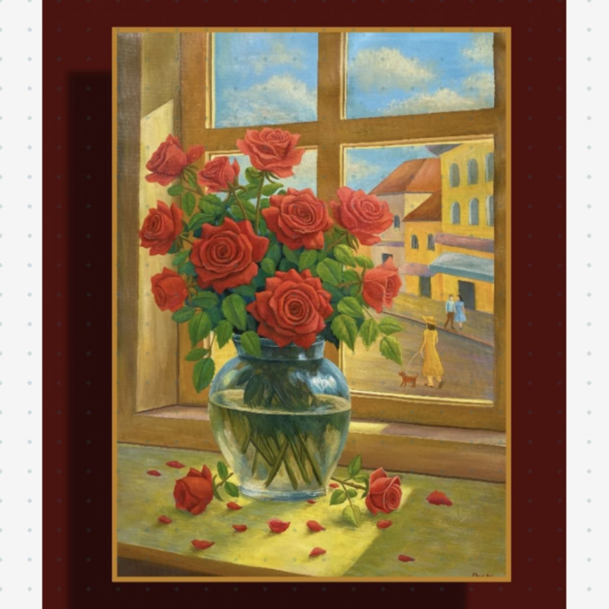 Tranh Hoa Hồng Acrylic Cao Cấp Kích Thước 50x70 Độc Quyền 