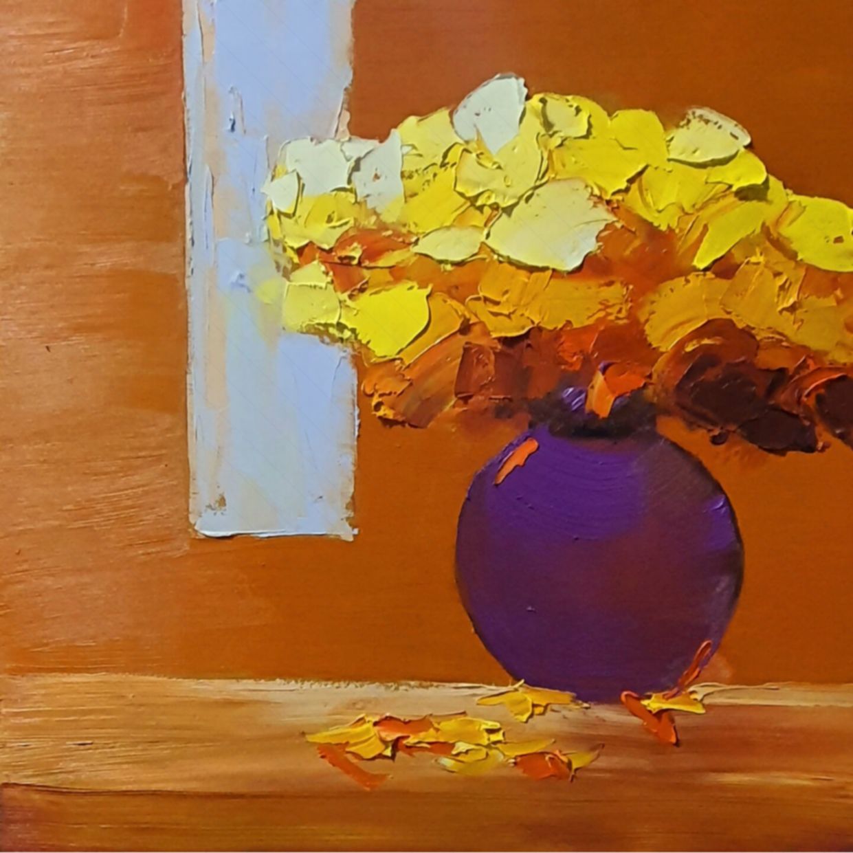 Tranh Sơn Dầu Tĩnh Vật Hoa Đẹp 50x50cm Chính Hãng 