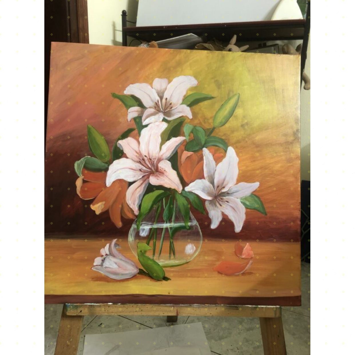 Tranh hoa ly nghệ thuật độc bản chất liệu Acrylic 50x50cm 