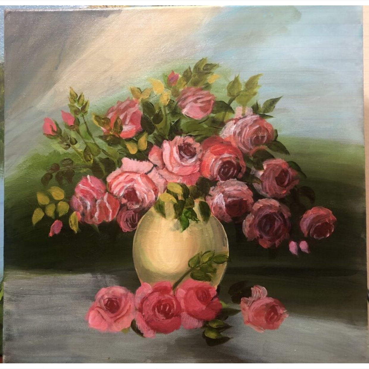 Tranh Hoa hồng Acrylic 40x40cm độc bản sang trọng trang trí 