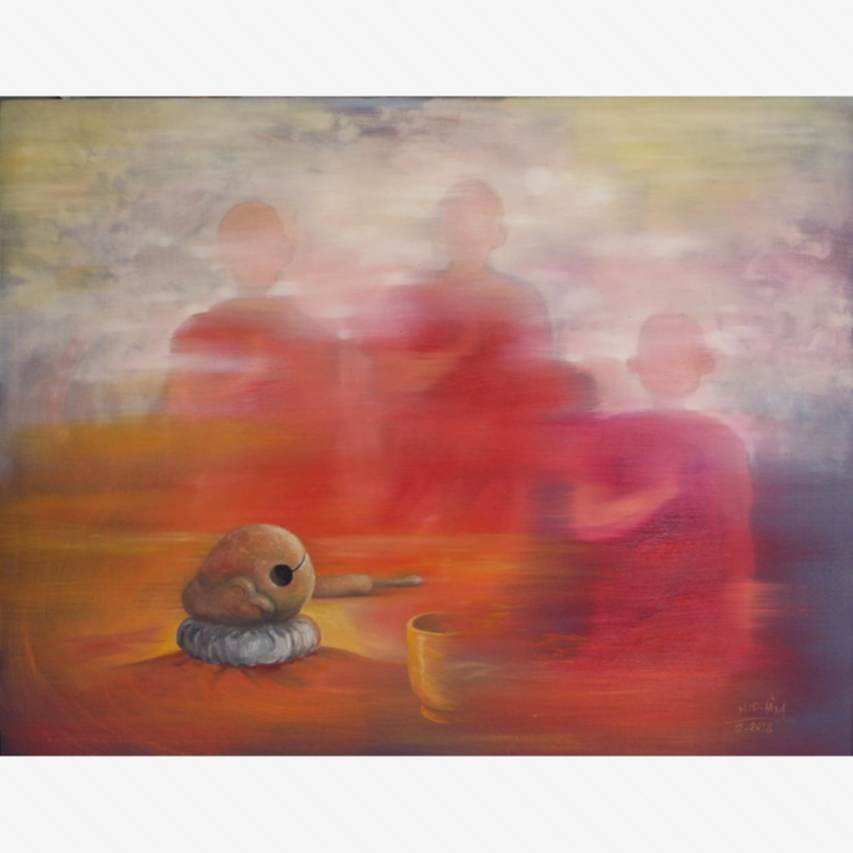 Tranh Sơn Dầu Đức Lâm GIÁC NGỘ 70x90cm Độc Đáo 2018 