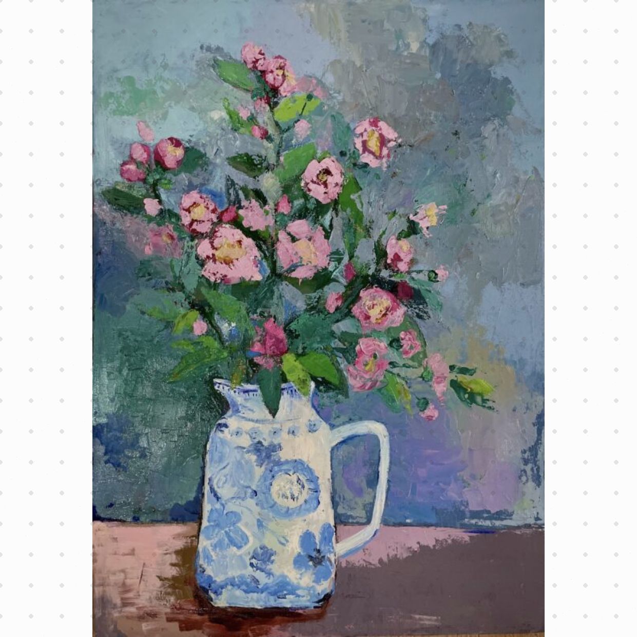 Tranh Hoa Hải Đường Sơn Dầu 60x80cm Độc Bản Sang Trọng 