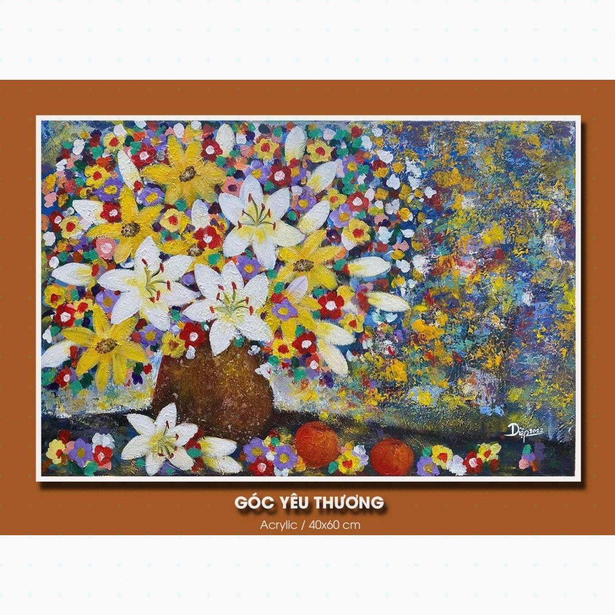 Tranh Hoa Góc Yêu Thương Acrylic 40x60cm Trang Trí Sang Trọng 