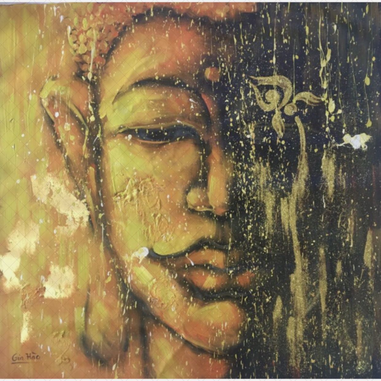 Tranh Sơn Dầu Thiền Độc Bản Cao Cấp, Kích Thước 80x80cm 