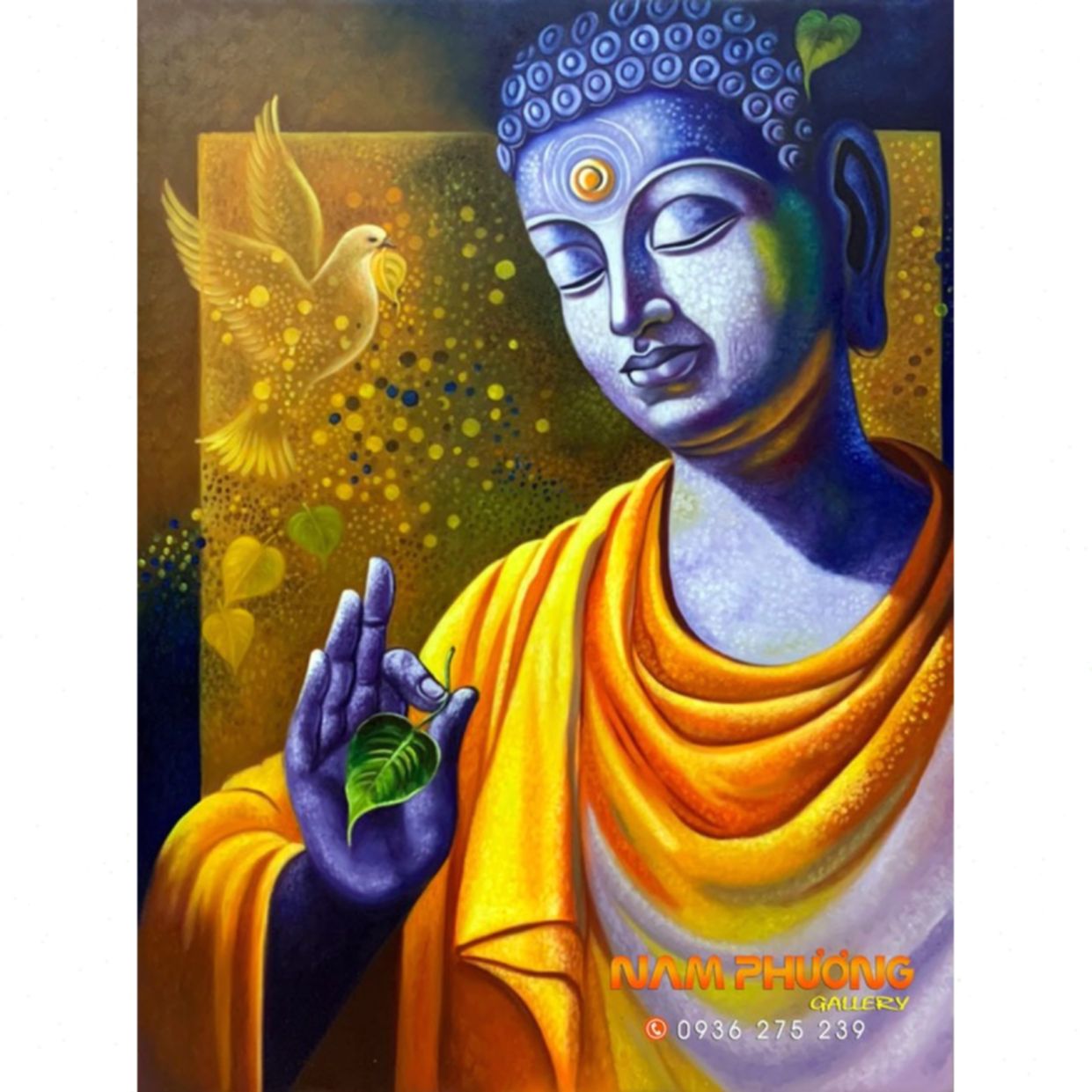 Tranh Phật Bổn Sư Thích Ca sơn dầu 70x90 chất liệu canvas cao cấp 