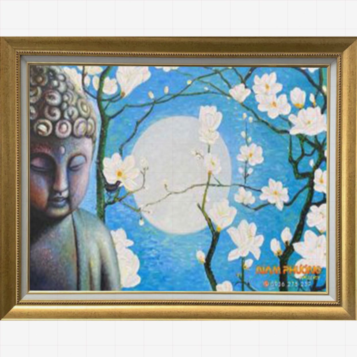 Tranh Phật Adida Ánh Trăng Sơn Dầu Treo Tường Minh Hưng Đẹp 