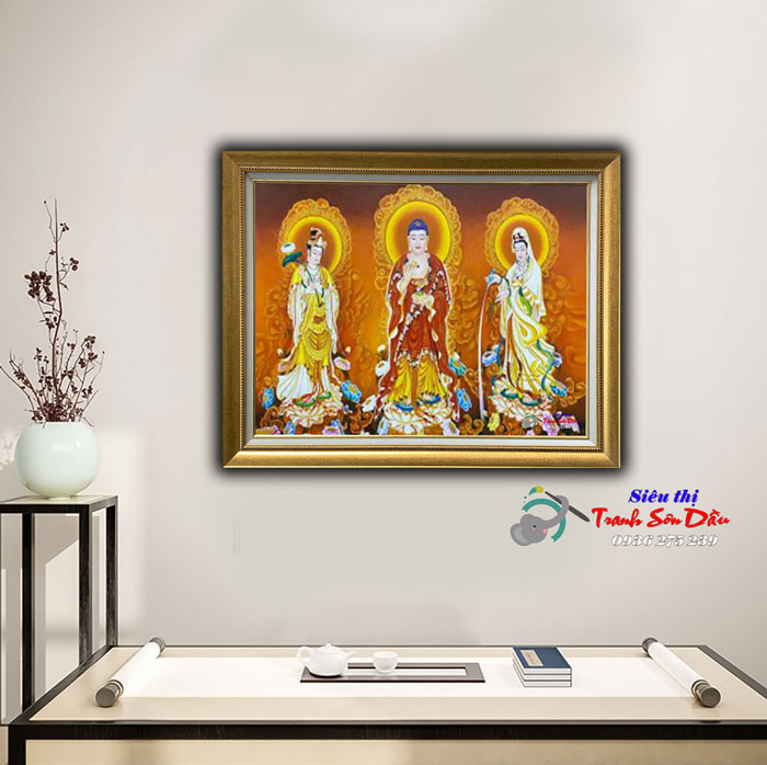Tranh Tam Thế Phật Sơn Dầu Canvas Đẹp Tại Minh Hưng Gallery