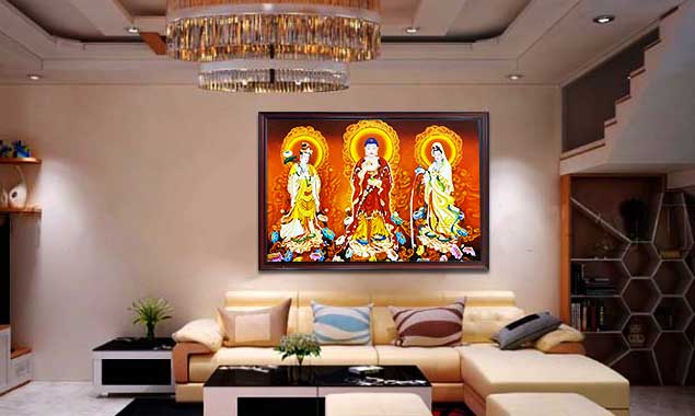 Tranh Sơn Dầu Tam Thế Phật TP065 đẹp Tặng khung cao cấp Tranh Sơn Dầu Tam Thế Phật TP065 đẹp Tặng khung cao cấp