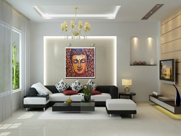 Tranh Phật Bổn Sư Thích Ca 80x80 Sơn Dầu Canvas Đẹp