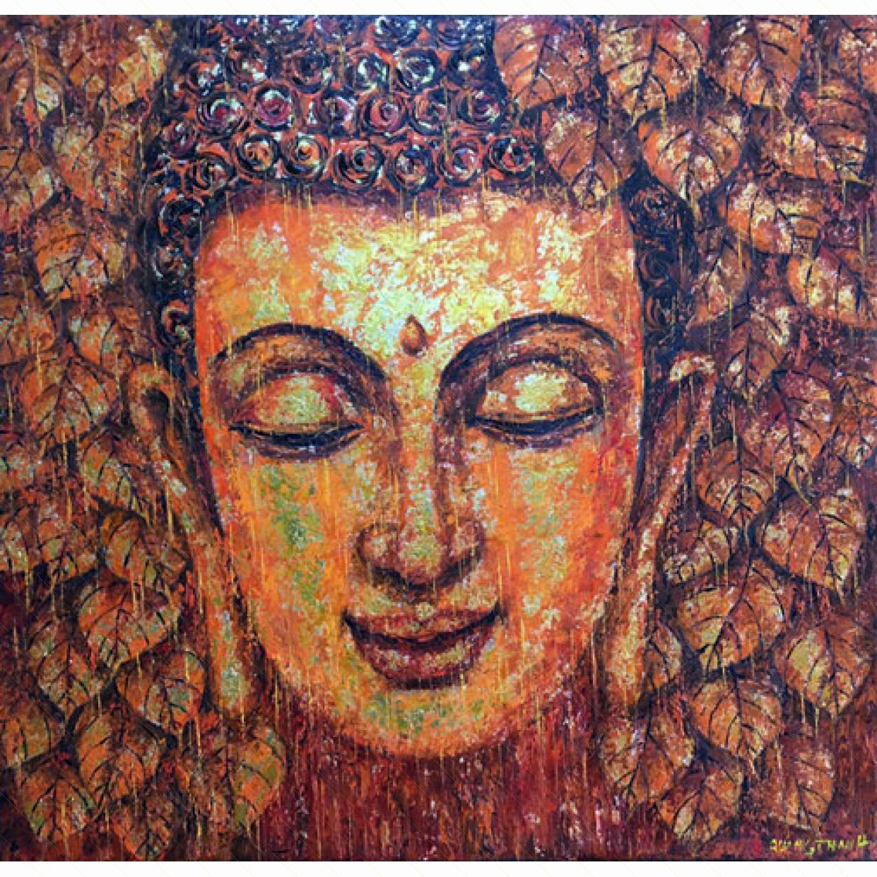 Tranh Phật Bổn Sư Thích Ca 80x80 Sơn Dầu Canvas Đẹp 