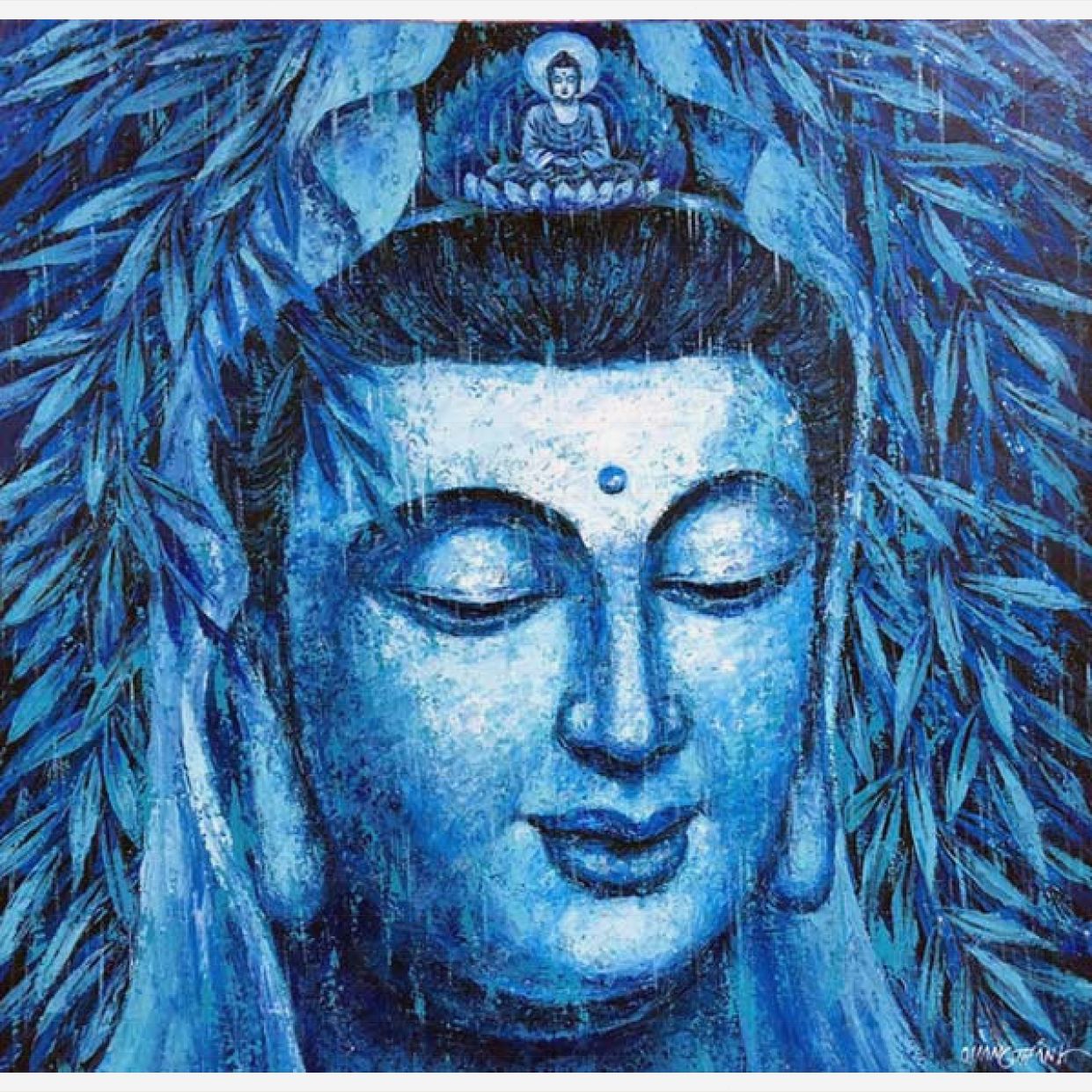 Tranh Phật Bà Quan Âm tranh sơn dầu tranh vẽ tay tranh canvas đẹp 