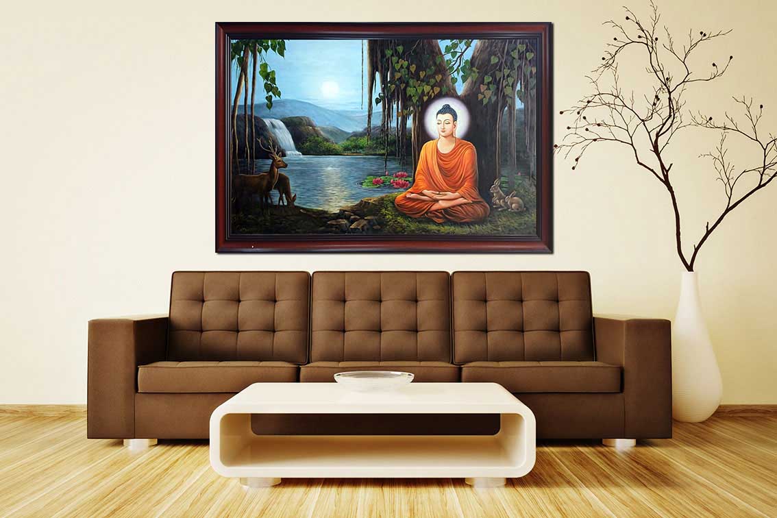 Tranh Sơn Dầu Bổn Sư Thích Ca Thiền Định TP055 - Canvas Cao Cấp