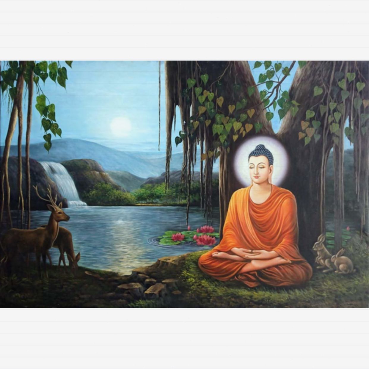 Tranh Sơn Dầu Bổn Sư Thích Ca Thiền Định TP055 - Canvas Cao Cấp 